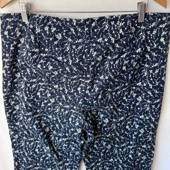 J. Jill Ditsy Floral Straight Leg Cotton Pants Size 16 Tall Blue Office Casual - Picture 4 of 13